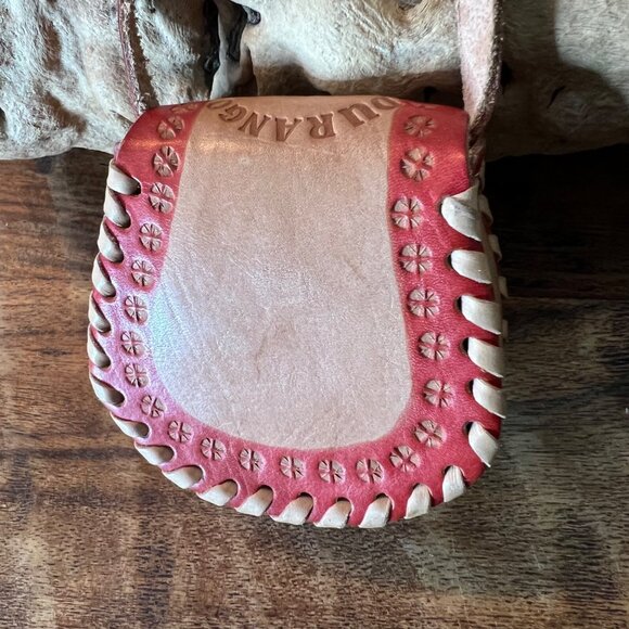 Vintage Durango Scorpion Tooled Leather Mini Crossbody Bag With Red Accents - Picture 4 of 9